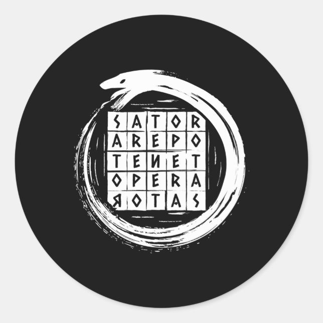 Sator Rotas Square Ouroboros Uroboros Runder Aufkleber (Vorderseite)