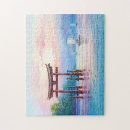 Satta Miyajima Torii und Sailboats japanische Kuns Puzzle