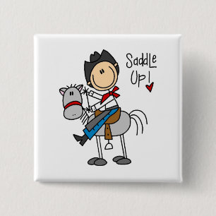 Sattel Auf Cowboy T-Shirts und Geschenke Button