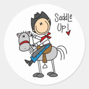 Sattel Auf Cowboy T-Shirts und Geschenke Runder Aufkleber