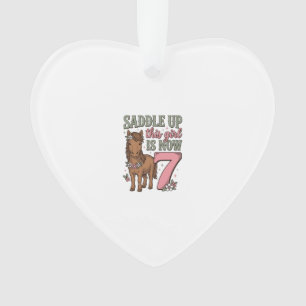 Sattel auf Dieses Mädchen ist jetzt 7 Pferd Geburt Ornament