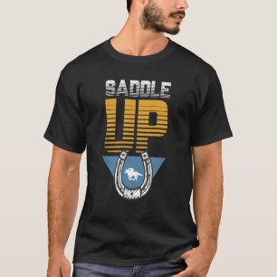 Sattel auf Hufeisen Reitsattel Pferd T-Shirt