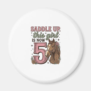 Sattel auf Mädchen 5. Geburtstag Pferd Cowgirl-Shi Magnet