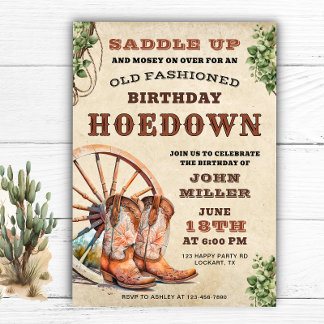 Sattel auf! Western Hoedown Geburtstagsfeier Cowbo Einladung