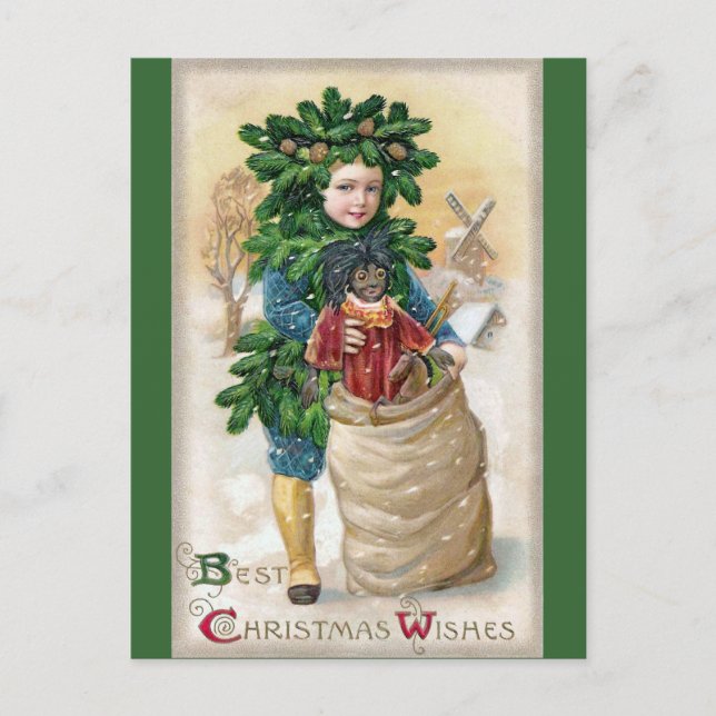 Sattel: Fir Boy mit Puppe Postkarte (Vorderseite)