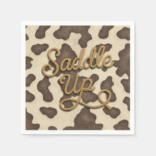 Sattel hoch braune Kuh Druck Land westliche Rodeo  Serviette