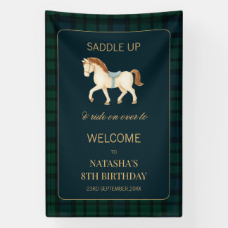 Sattel hoch, vorbereitetes Pferd-Birthday-Willkomm Banner