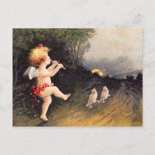 Sattel: Kleiner Cherub mit Flute Postkarte