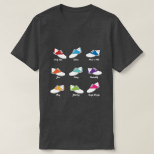 Sattel-Schuhe in der Farbe mit T-Shirt