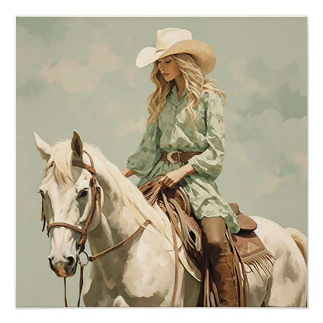 Sattel Stitched Splendor: Cowgirl Wall Art Poster (Vorderseite)