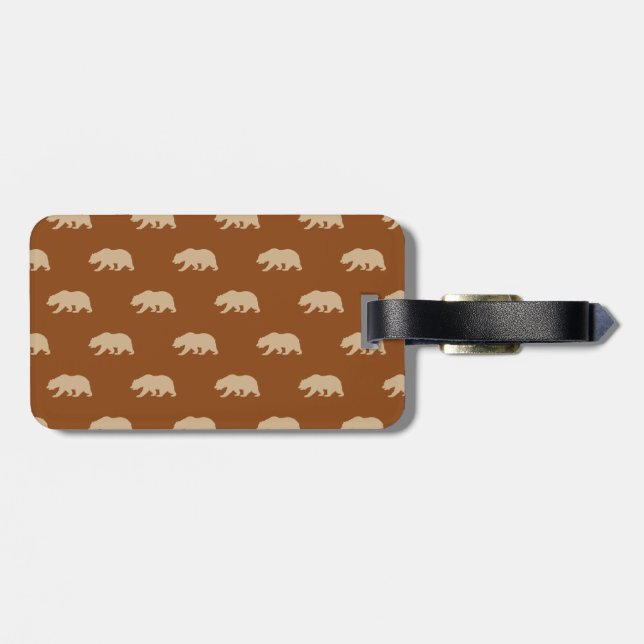 Sattelbraun und Tan Grizzle Bärmuster Gepäckanhänger (Rückseite horizontal)
