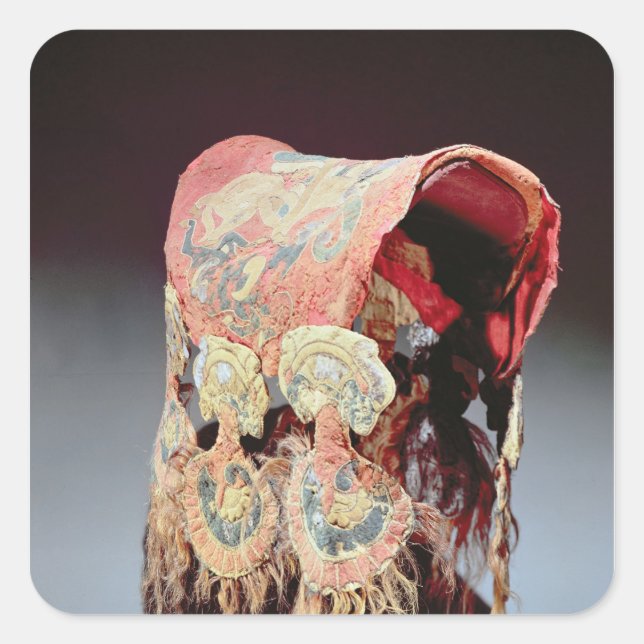 Satteldecke mit Greifen, die Ziegen angreifen Quadratischer Aufkleber (Vorderseite)