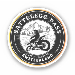 Sattelegg-Pass Schweiz-Alpen-Motorrad-Tour Aufkleber