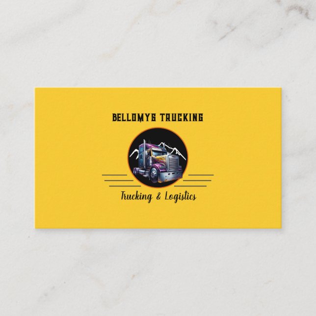 Sattelkraftwagen und logistische Visitenkarte (Vorderseite)