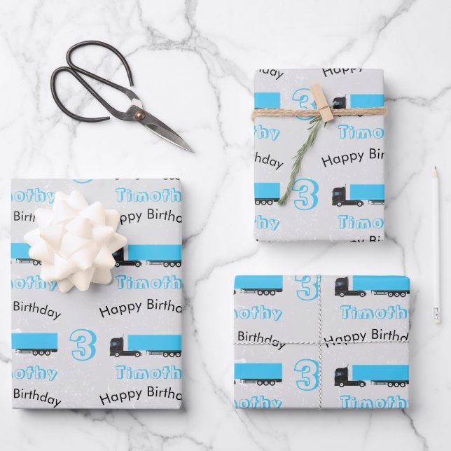 Sattelschlepper Geschenkpapier Set (Vorderseite)