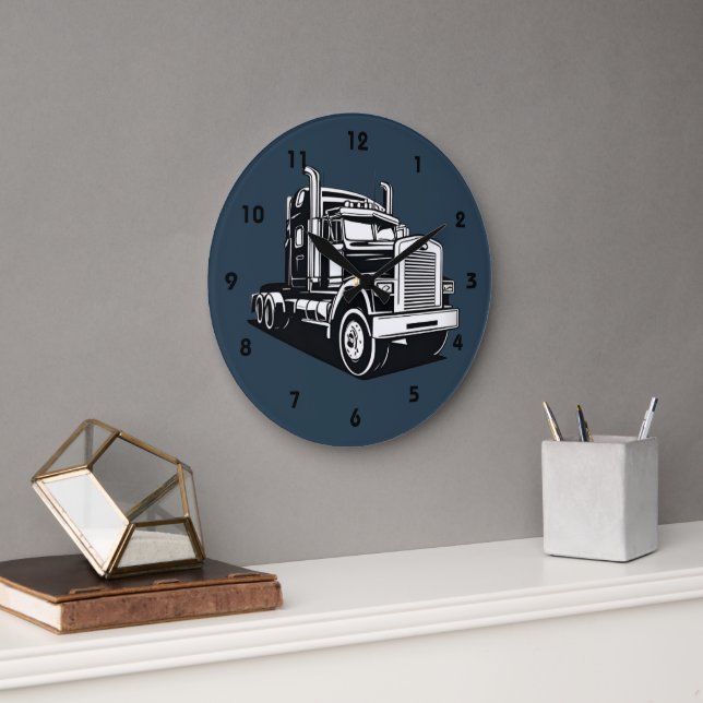Sattelschlepper Transport Highway Cooler Fahrer Große Wanduhr (Büro)