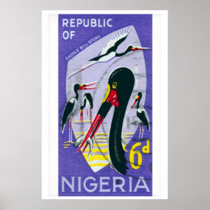 Sattelstorch-Illustration Nigeria 1960er-70er Jahr Poster