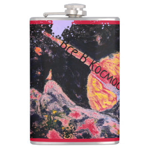 Saturn Aufgehend Weltraum Vintage Russisch Flachmann