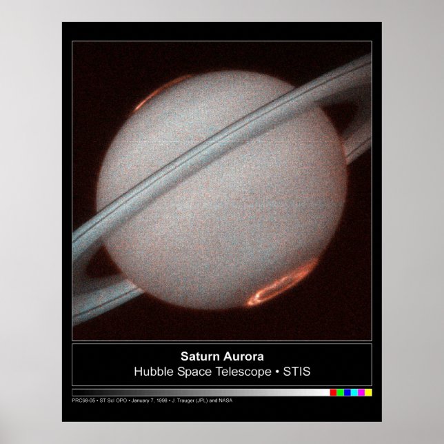 Saturn Aurora Hubble Telescope Foto Poster (Vorne)