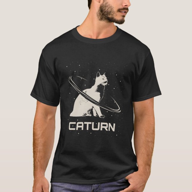 Saturn Caturn I Planets Space Galaxy Astronomy Cat T-Shirt (Vorderseite)