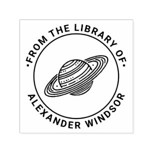 Saturn mit Ringen #4 Bibliotheksbuch Name Permastempel