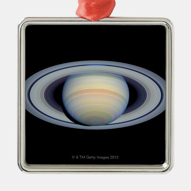 Saturn mit Ringen an Weitwinkel zur Erde Silbernes Ornament (Vorne)
