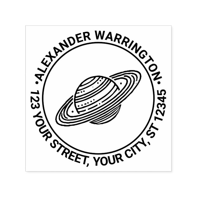 Saturn mit Rings #4 Name Rücksendeadresse Permastempel (Design)