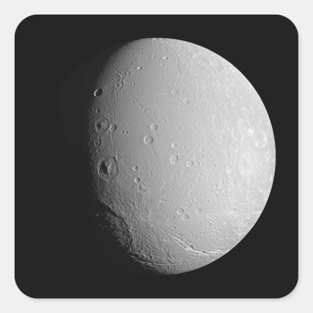 Saturn Mond Dione 2 Quadratischer Aufkleber (Vorderseite)