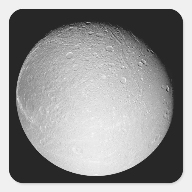 Saturn Mond Dione Quadratischer Aufkleber (Vorderseite)