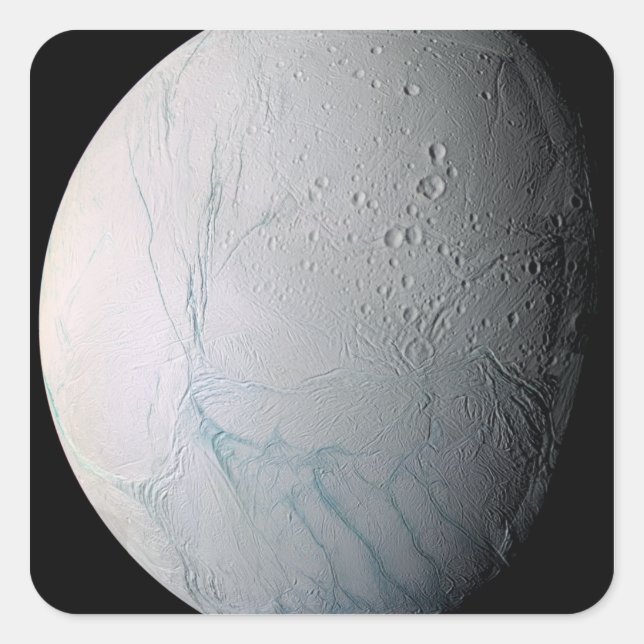 Saturn-Mond-Enceladus 2 Quadratischer Aufkleber (Vorderseite)