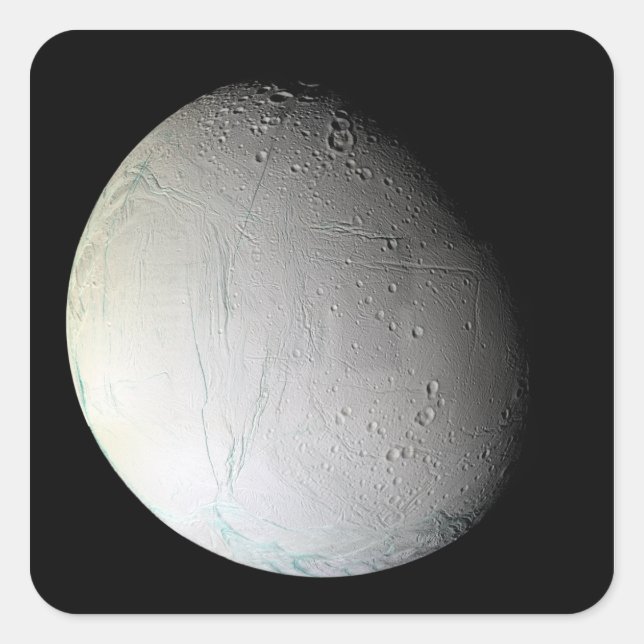 Saturn-Mond-Enceladus 3 Quadratischer Aufkleber (Vorderseite)