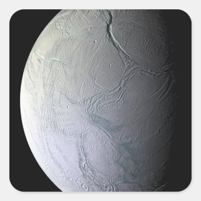 Saturn Mond Enceladus Quadratischer Aufkleber (Vorderseite)