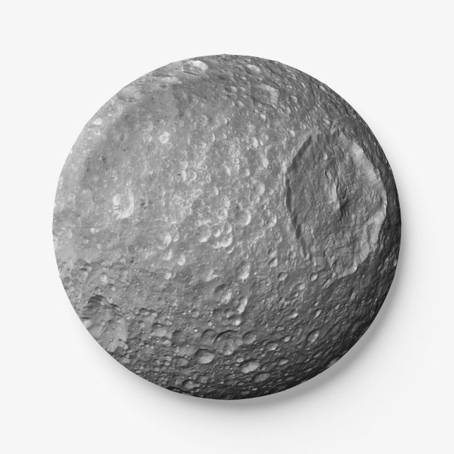 Saturn Moon Mimas Pappteller (Vorderseite)