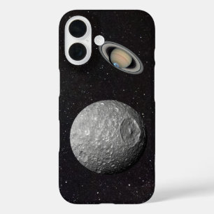 Saturn Moon Mimas Starry Sky iPhone 16 Hülle