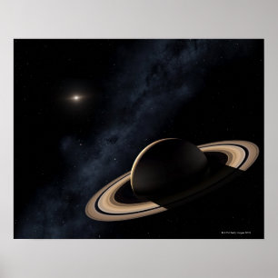 Saturn Planet im Sonnensystem, nah-up Poster