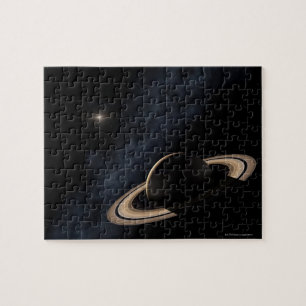 Saturn Planet im Sonnensystem, nah-up Puzzle