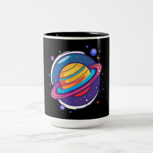 Saturn Planet Kaffee-Tasse – Kosmisches Design für Zweifarbige Tasse