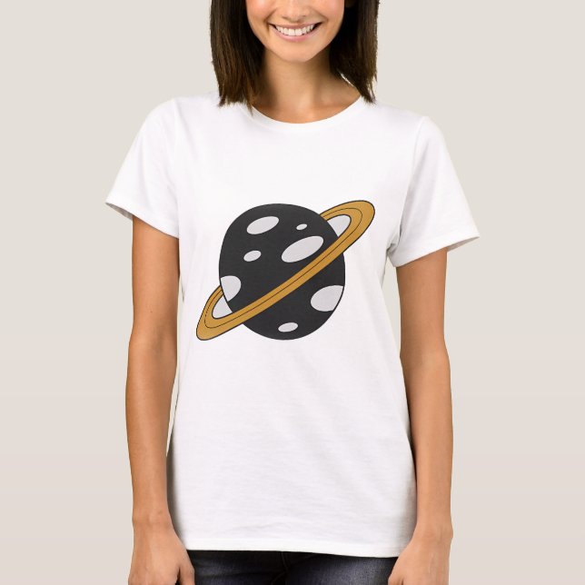 Saturn Planet - Stylized Space Graphic T-Shirt (Vorderseite)
