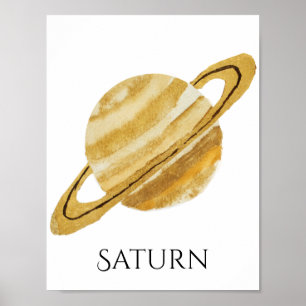Saturn Planet Wasserfarbe Poster