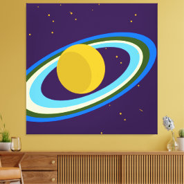 Saturn Reimaged Bright Rings Lila Weltraum Leinwanddruck