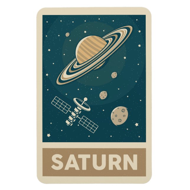 Saturn Retro Galaxy Satellite Magnet (Vertikal)