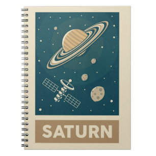 Saturn Retro Galaxy Satellite Notizblock