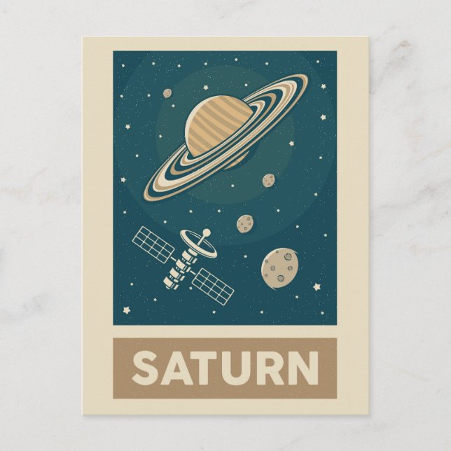 Saturn Retro Galaxy Satellite Postkarte (Vorderseite)