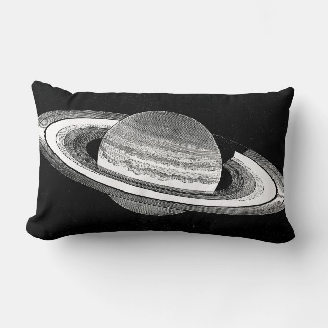 Saturn Retro Inspiriert monochrome Planet Space Lendenkissen (Vorderseite)