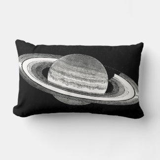 Saturn Retro Inspirierter Monochrom Planet Weltrau Lendenkissen