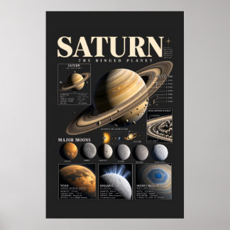 Saturn Retro Weltraum Astronomie Wandkunst Poster