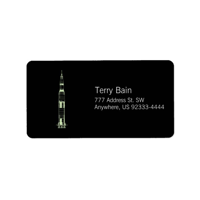 Saturn Rocket Adressaufkleber (Vorne)