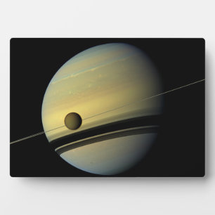 Saturn & Titan Cassini Space Foto Fotoplatte
