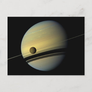 Saturn & Titan Cassini Space Foto Postkarte