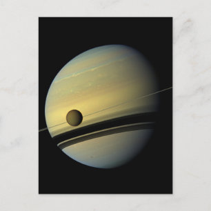 Saturn & Titan Cassini Space Foto Postkarte